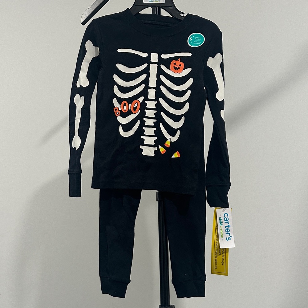 Carter's Black and White Skeleton Halloween Pajamas